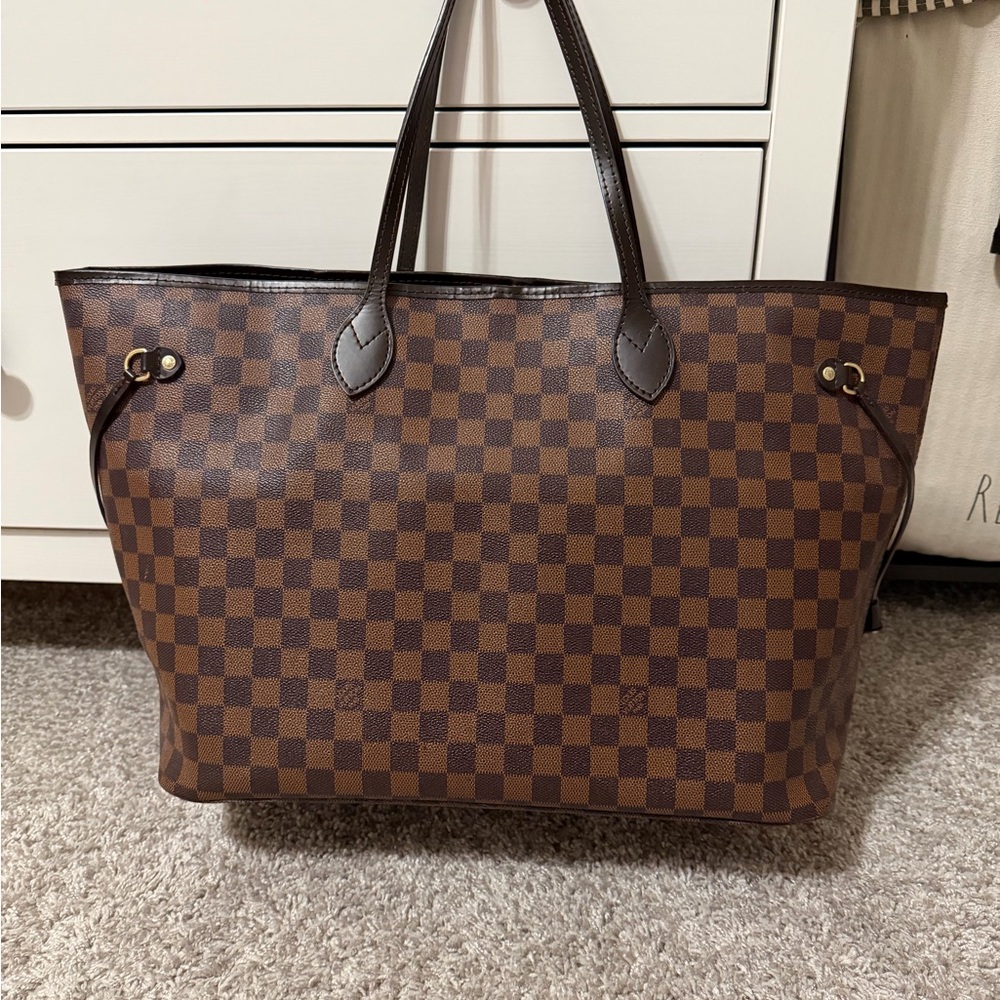 Brown Checkered Tote Bag
